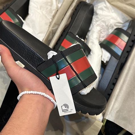 diamnod gucci slides|Gucci slides size 7.